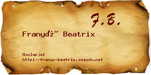 Franyó Beatrix névjegykártya